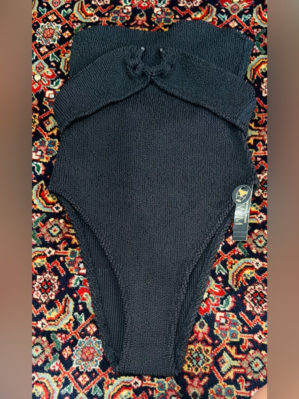 VICTORIAS SECRET RIBBED STRAPLESS ONE-PIECE SWIMSUIT BLACK.SIZE M
